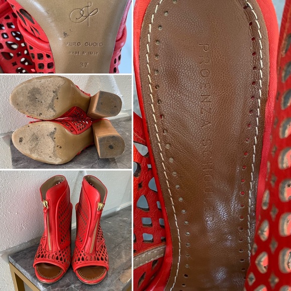 🔥$995 PROENZA SCHOULER Zip Front Laser Cut Bootie in Red - Picture 3 of 16